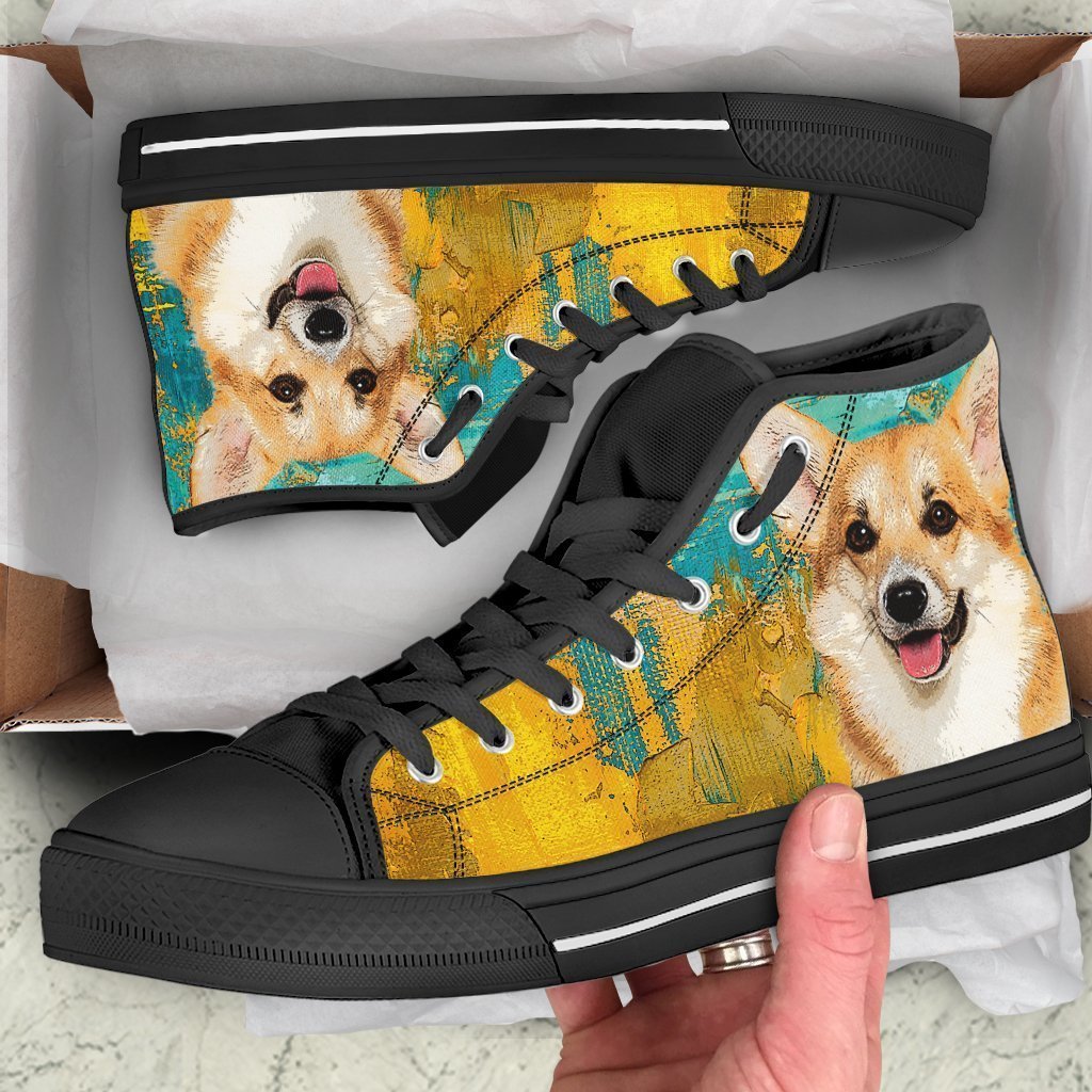 Corgi Dog Sneakers Colorful High Top Shoes-Gear Wanta