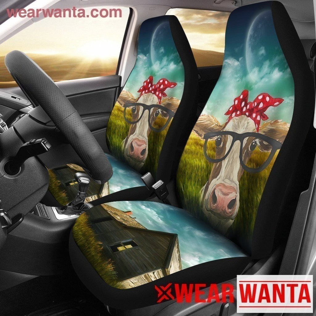 Cow Wearing Glasses Car Seat Covers LT03-Gear Wanta