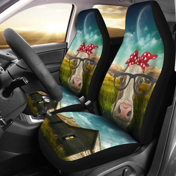 Cow Wearing Glasses Car Seat Covers LT03-Gear Wanta