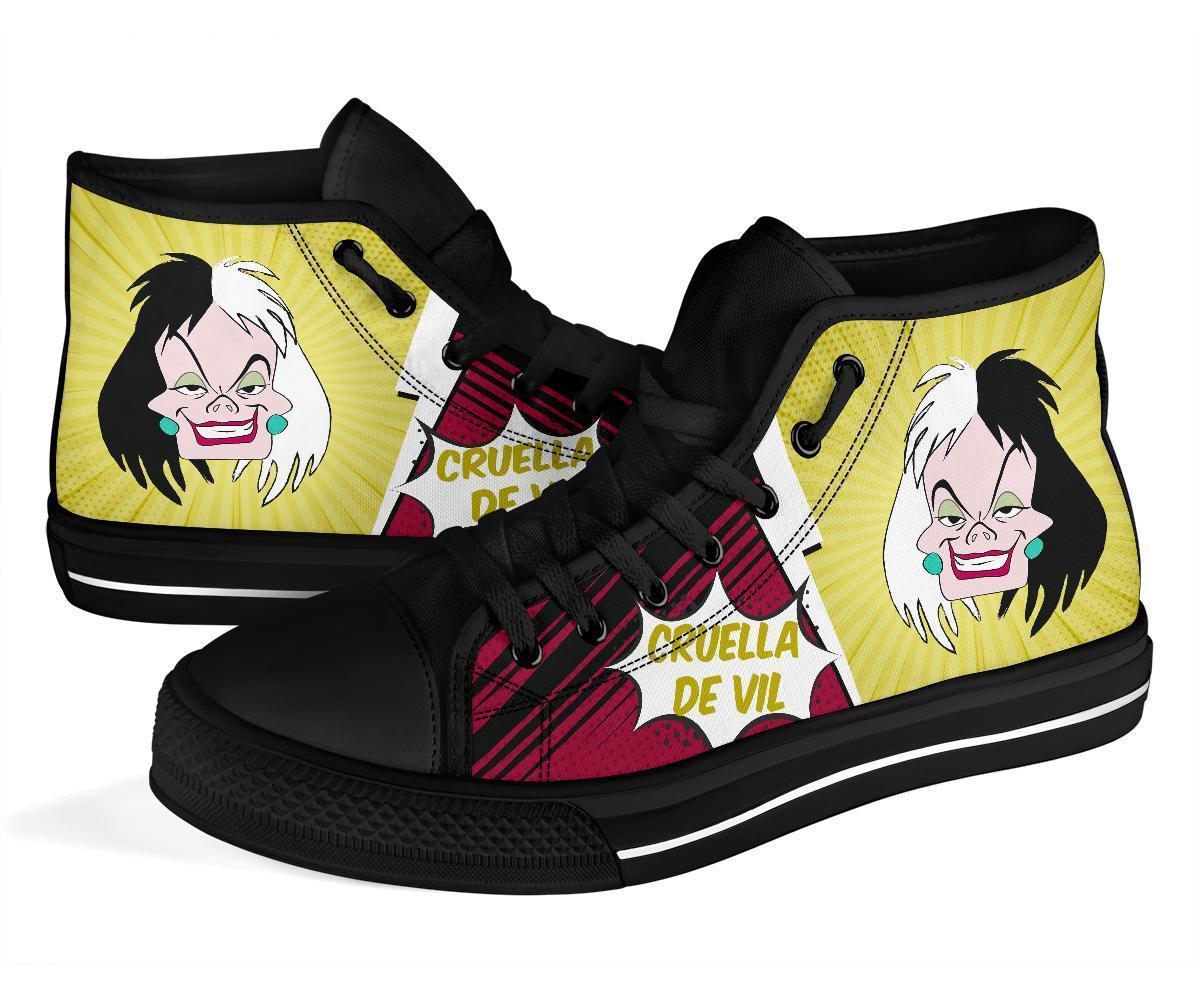 Cruella de Vil Sneakers Villain High Top Shoes Fan-Gear Wanta