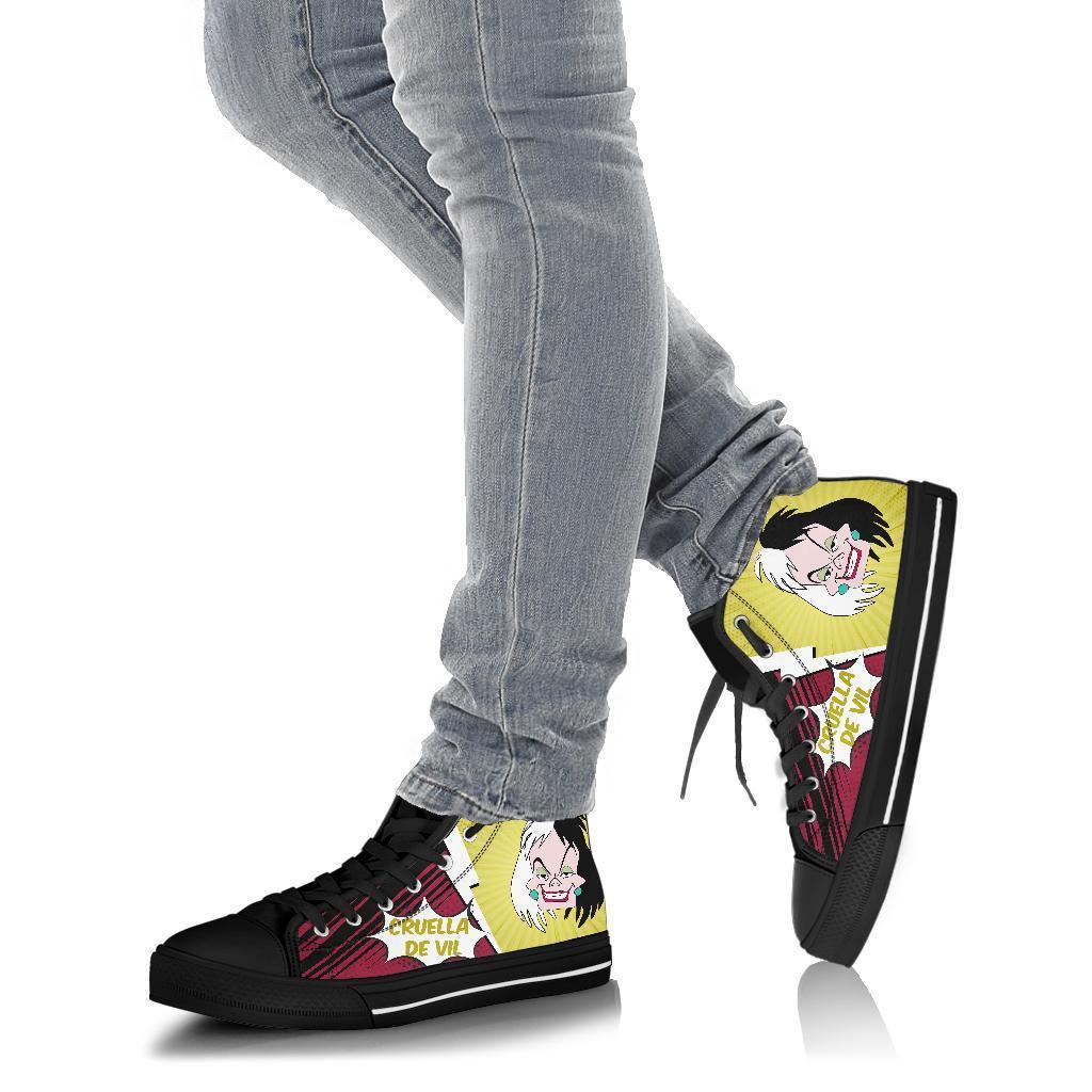 Cruella de Vil Sneakers Villain High Top Shoes Fan-Gear Wanta