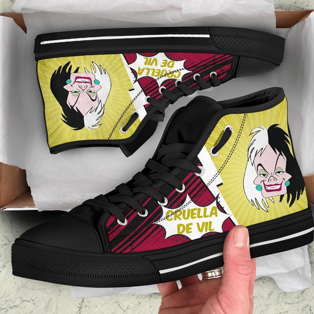 Cruella de Vil Sneakers Villain High Top Shoes Fan-Gear Wanta