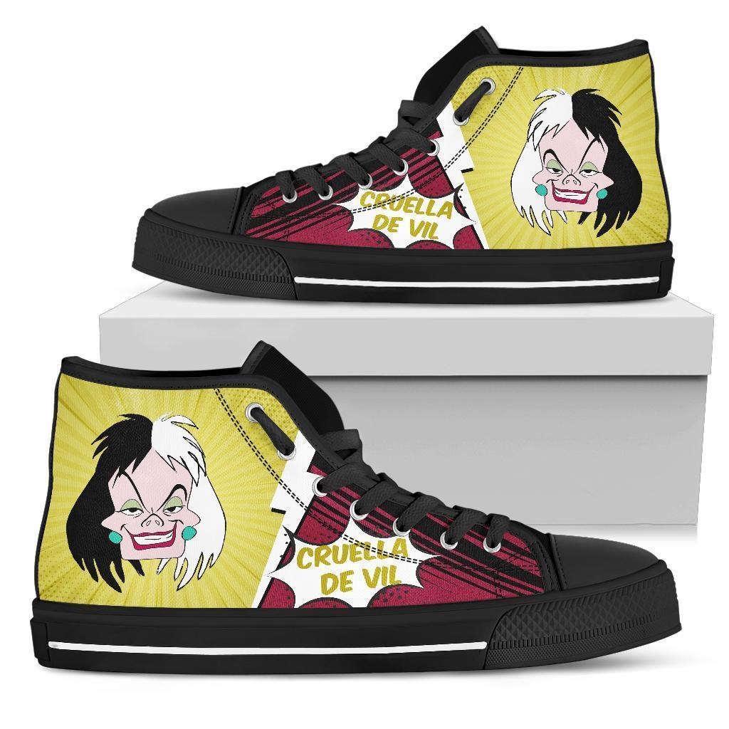 Cruella de Vil Sneakers Villain High Top Shoes Fan-Gear Wanta