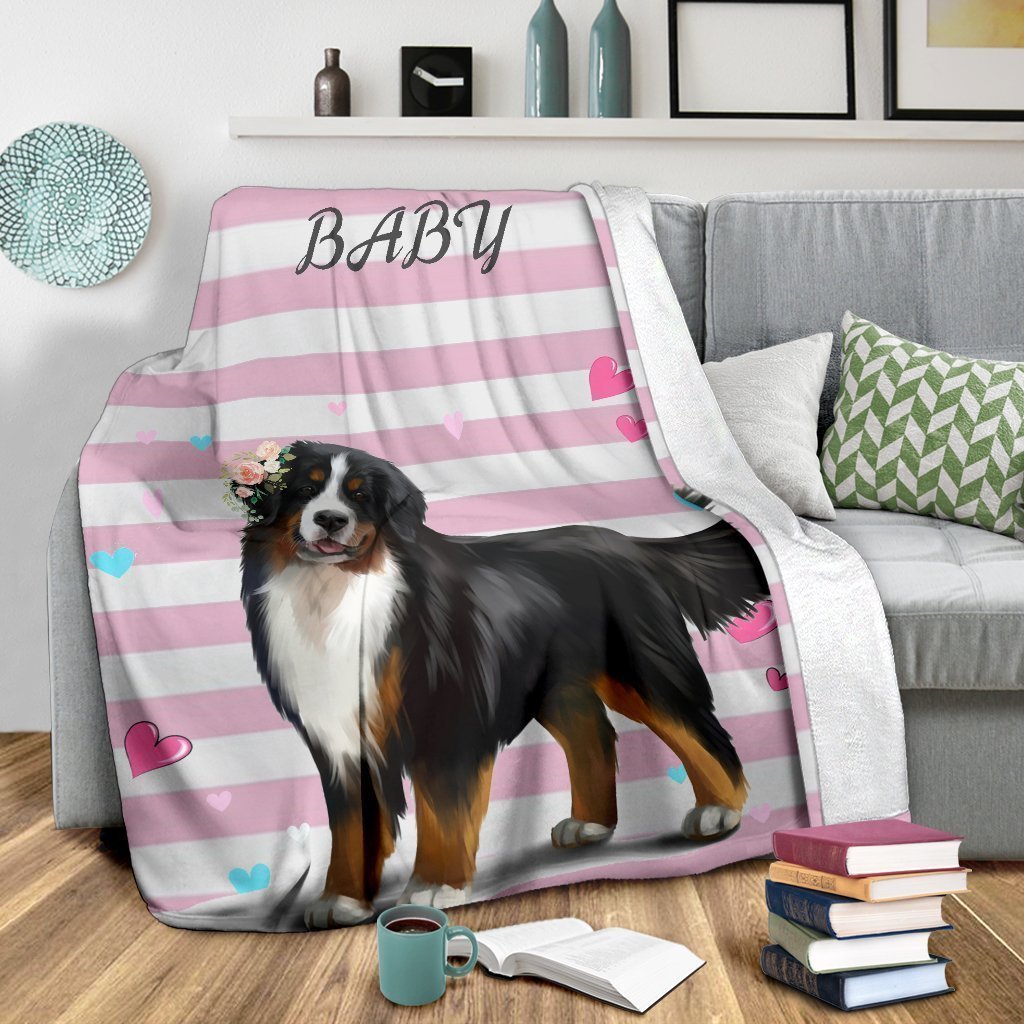 Cute Bernese Dog Fleece Blanket Funny Goodnight Baby-Gear Wanta