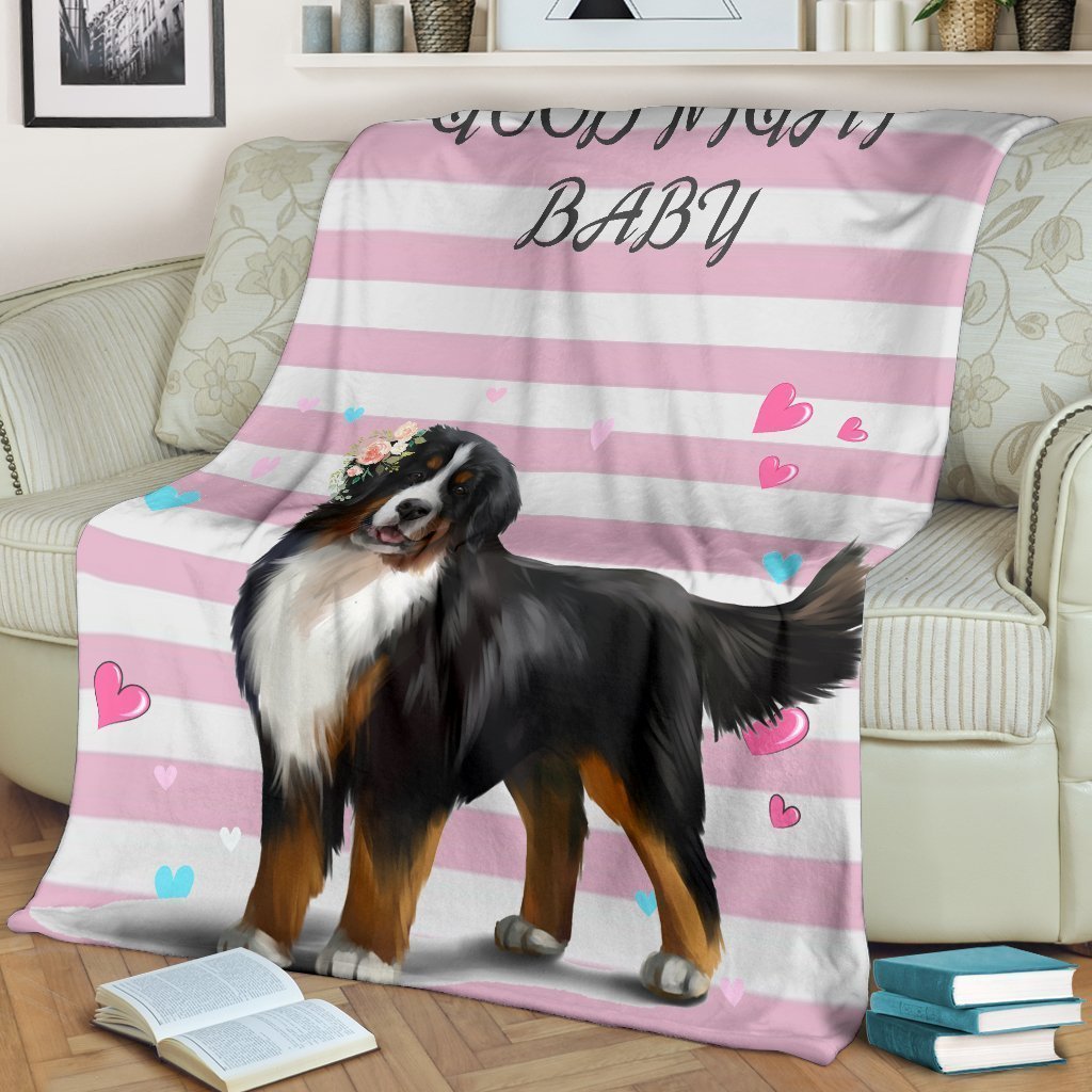 Cute Bernese Dog Fleece Blanket Funny Goodnight Baby-Gear Wanta