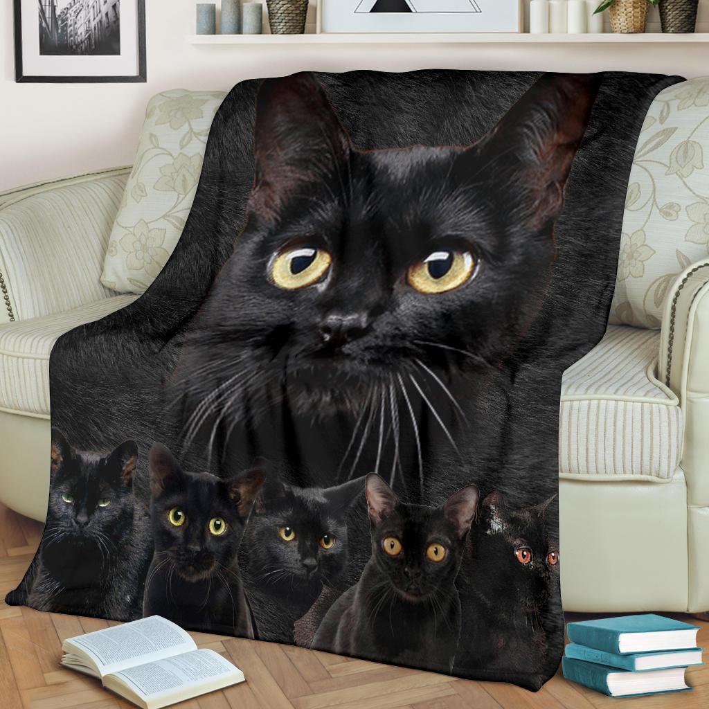 Cute Black Cat Fleece Blanket For Cat Lover-Gear Wanta