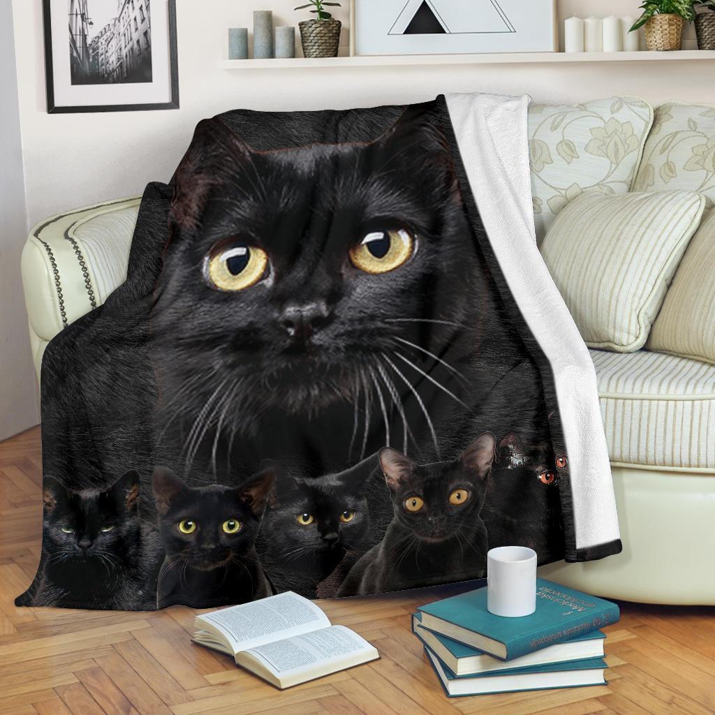 Cute Black Cat Fleece Blanket For Cat Lover-Gear Wanta