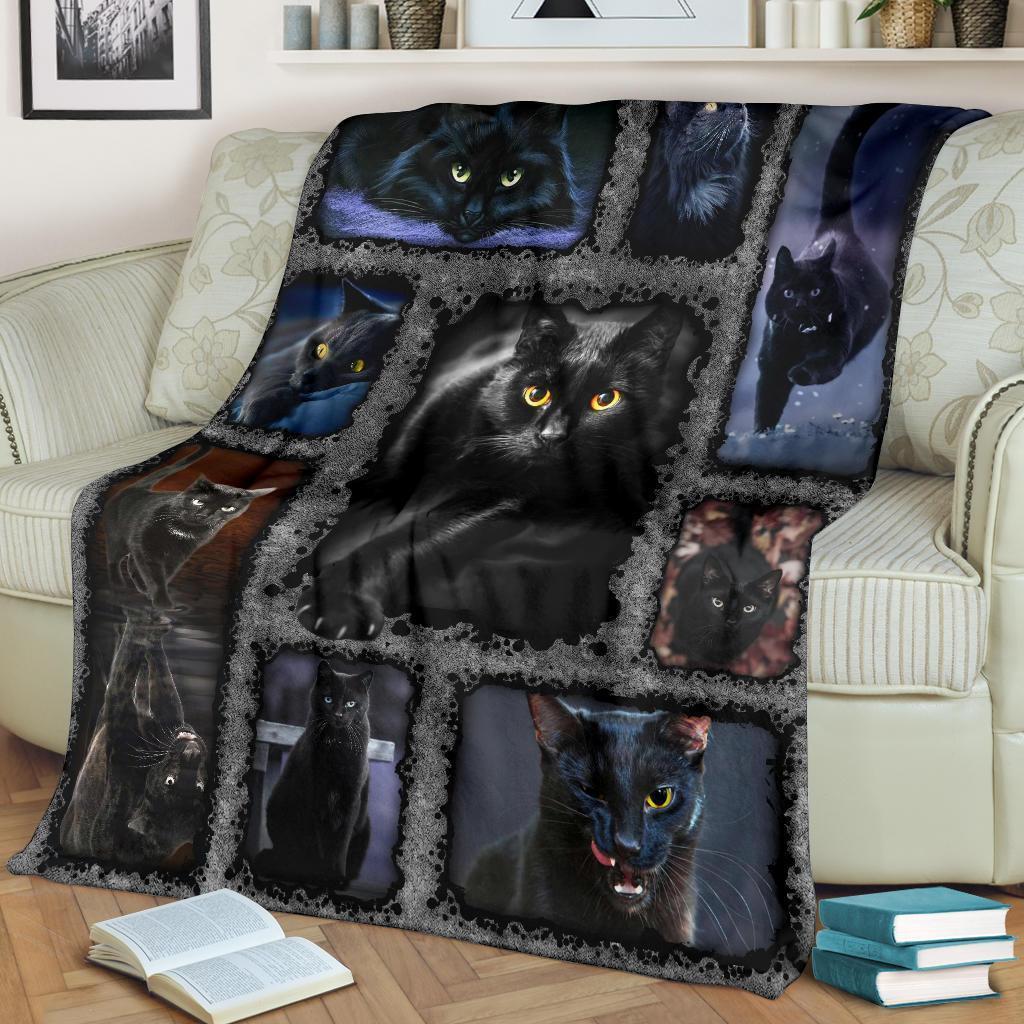 Cute Black Cats Frame Fleece Blanket For Cat Lover-Gear Wanta