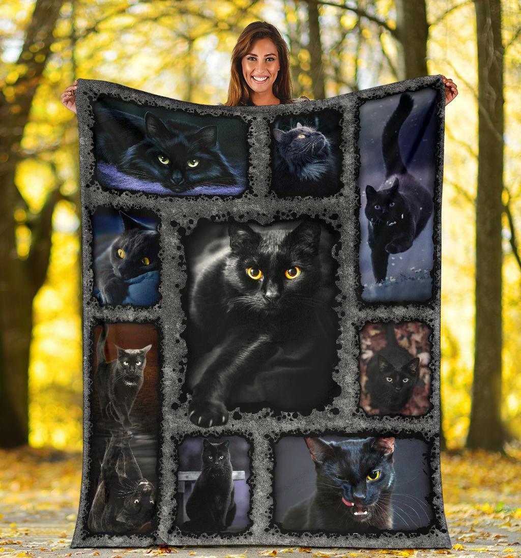 Cute Black Cats Frame Fleece Blanket For Cat Lover-Gear Wanta