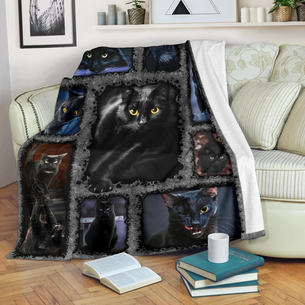 Cute Black Cats Frame Fleece Blanket For Cat Lover-Gear Wanta