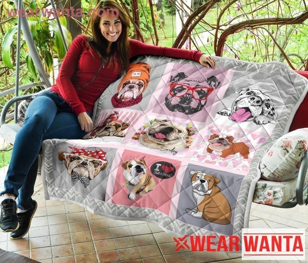 Cute Bulldog Lovers Quilt Blanket Gift-Gear Wanta