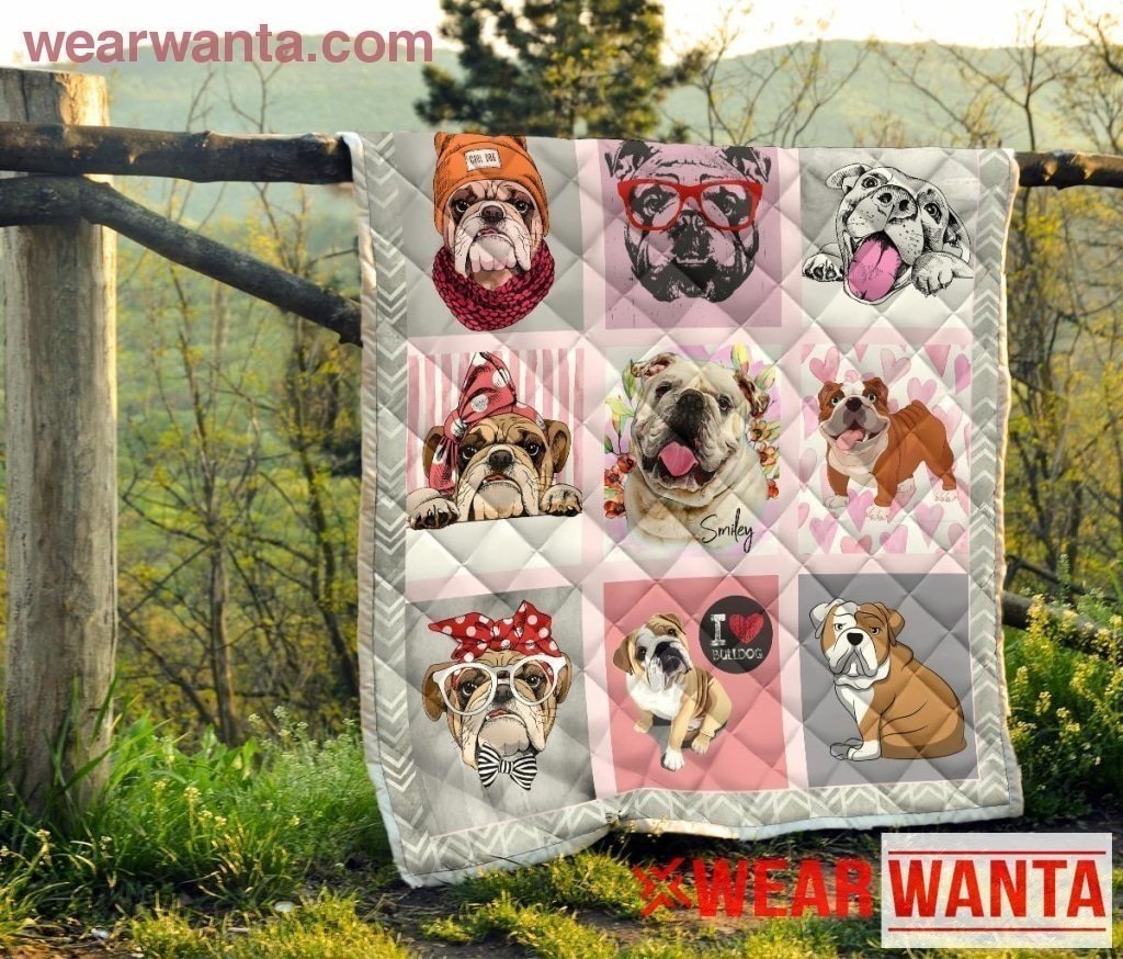 Cute Bulldog Lovers Quilt Blanket Gift-Gear Wanta