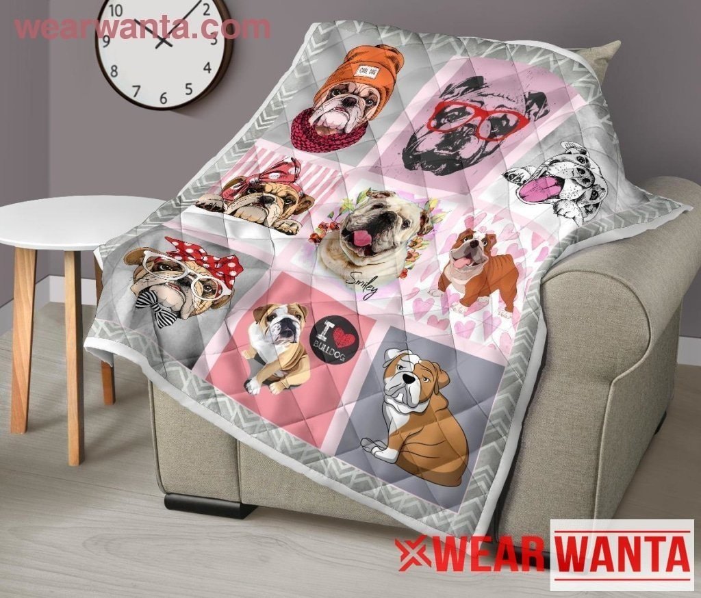 Cute Bulldog Lovers Quilt Blanket Gift-Gear Wanta