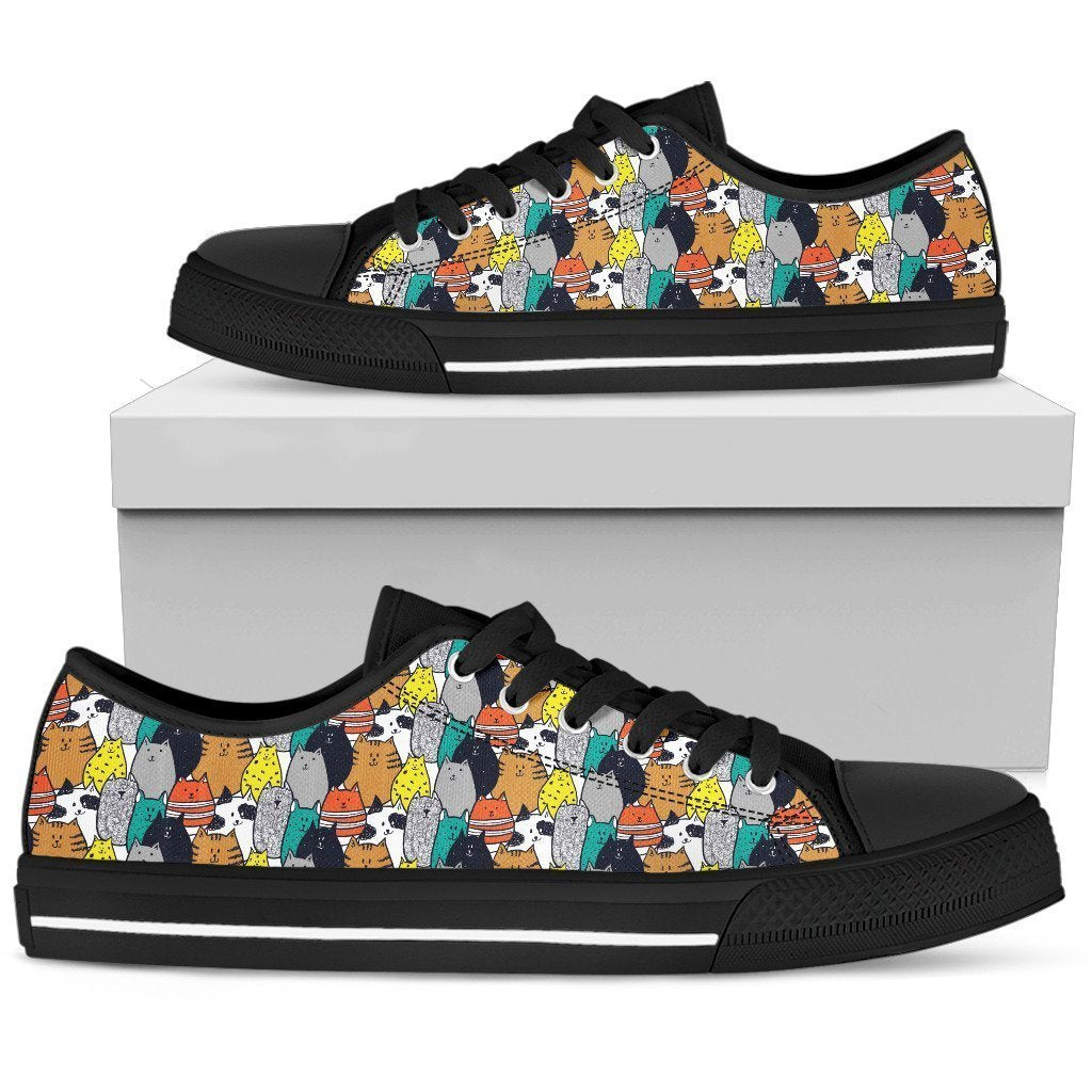 Cute Cat Sneakers Low Top Shoes For Cat Lover-Gear Wanta