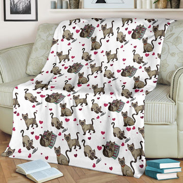 Cute Cats Fleece Blanket Funny For Cat Lover-Gear Wanta