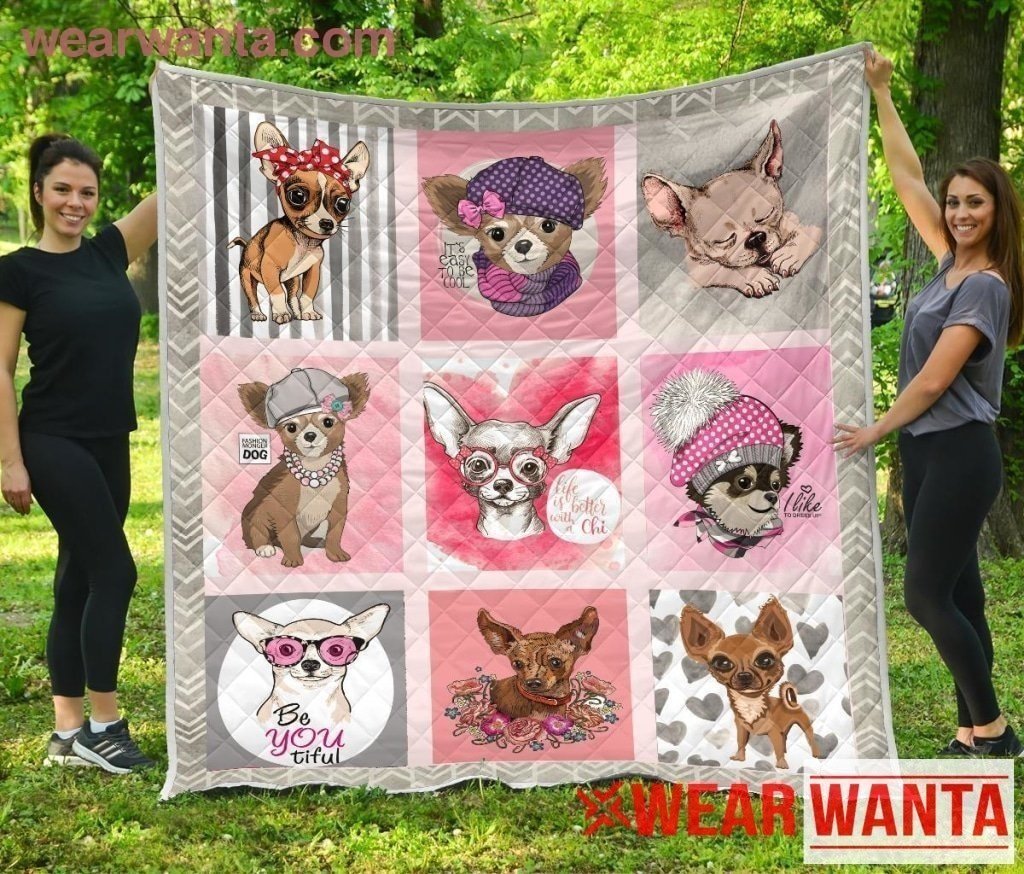 Cute Chihuahua Dog Lover Quilt Blanket-Gear Wanta
