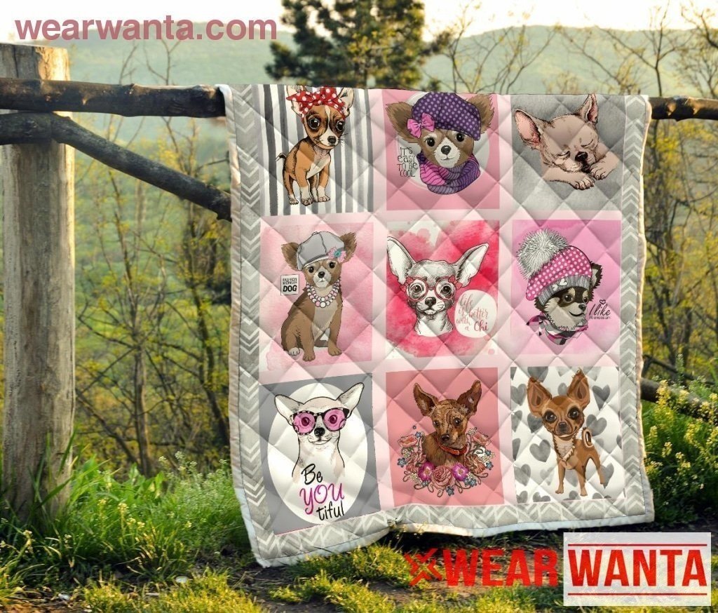 Cute Chihuahua Dog Lover Quilt Blanket-Gear Wanta