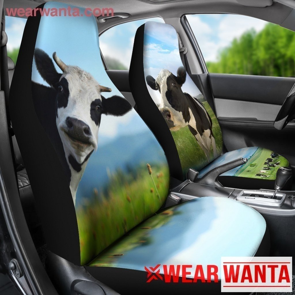 Cute Cow On Green Grass Field Car Seat Covers LT03-Gear Wanta