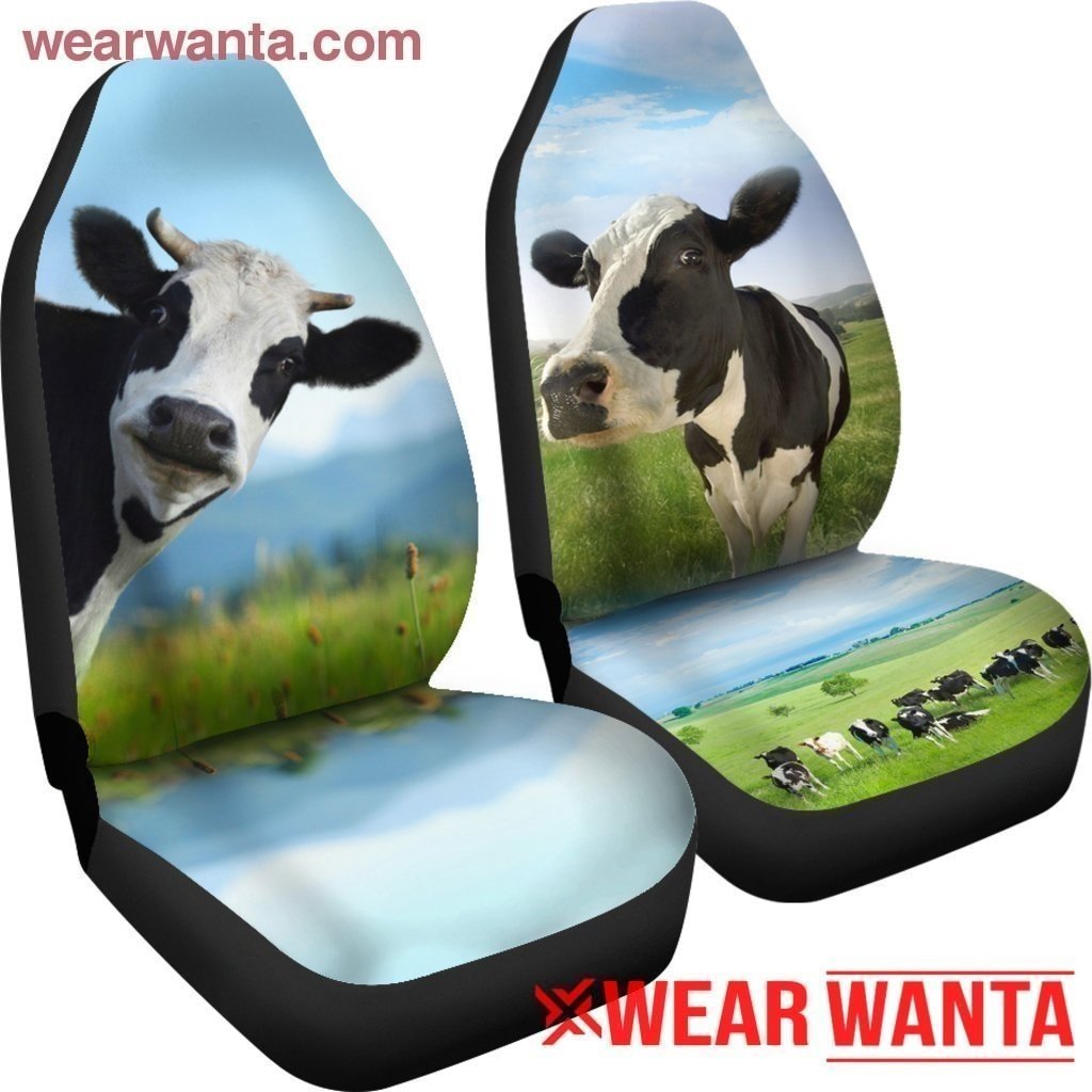 Cute Cow On Green Grass Field Car Seat Covers LT03-Gear Wanta