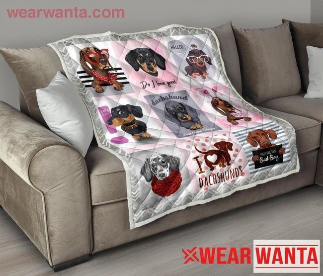 Cute Dachshund Dog Lover Quilt Blanket Gift-Gear Wanta
