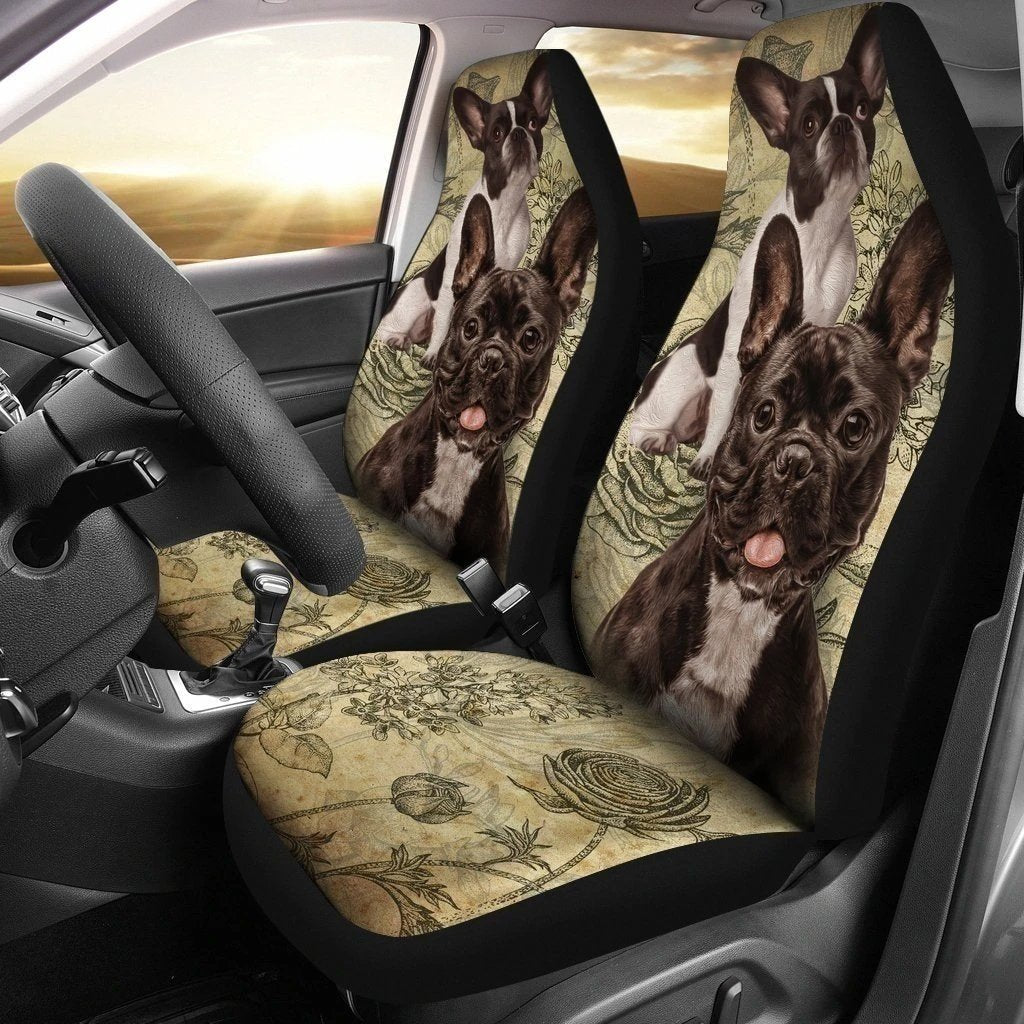 Cute French Bulldog Brown Car Seat Covers-Gear Wanta