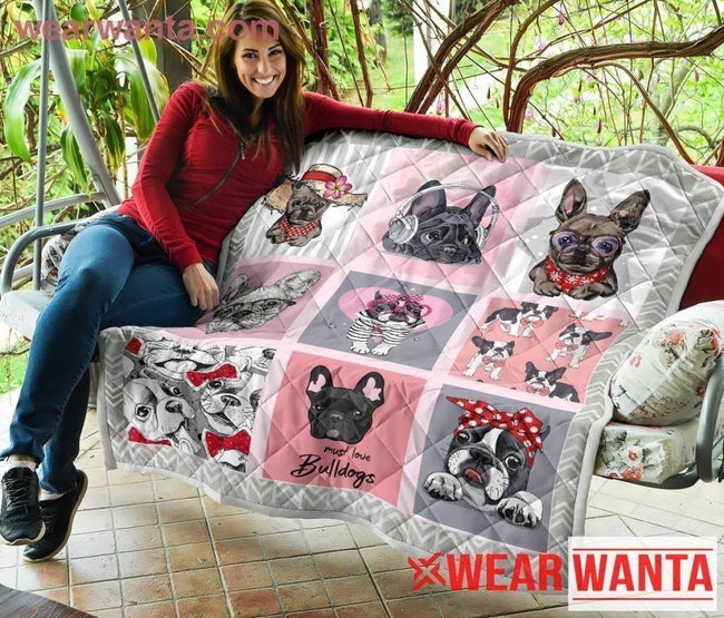 Cute French Bulldog Lover Dog Quilt Blanket Gift-Gear Wanta