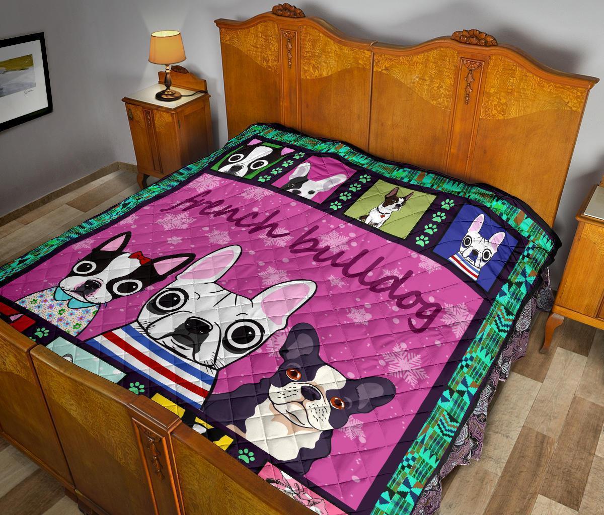 Cute French Bulldog Quilt Blanket For Frenchie Lover