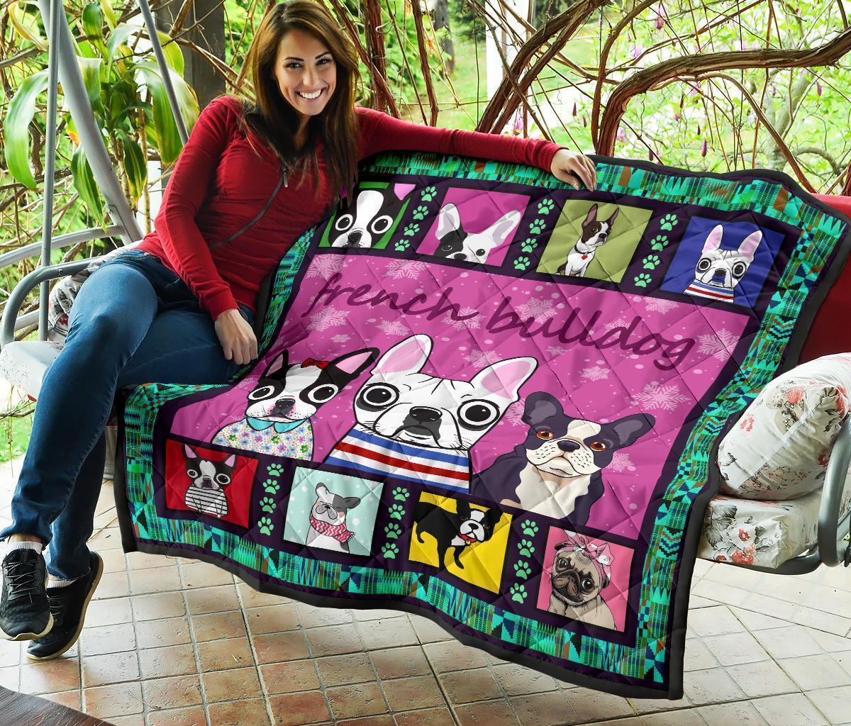 Cute French Bulldog Quilt Blanket For Frenchie Lover-Gear Wanta