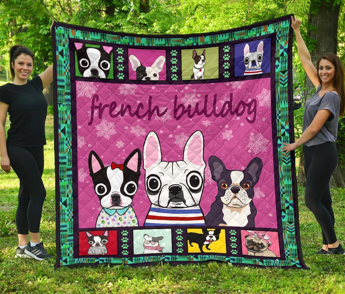 Cute French Bulldog Quilt Blanket For Frenchie Lover-Gear Wanta