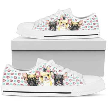 Cute French Bulldog Women's Sneakers Low Top Shoes-Gear Wanta