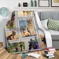Cute German Shepherd Fleece Blanket Dog Photo Frame Style-Gear Wanta