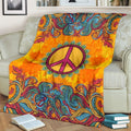 Cute Hippie Peace Symbol Orange Fleece Blanket Gift Idea-Gear Wanta