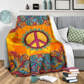 Cute Hippie Peace Symbol Orange Fleece Blanket Gift Idea-Gear Wanta