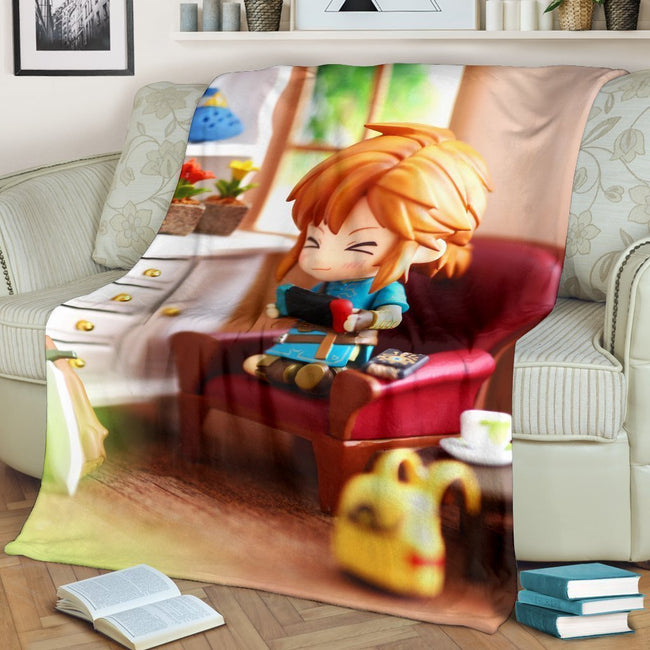 Cute Link Legend Of Zelda Fleece Blanket Fan Gift-Gear Wanta