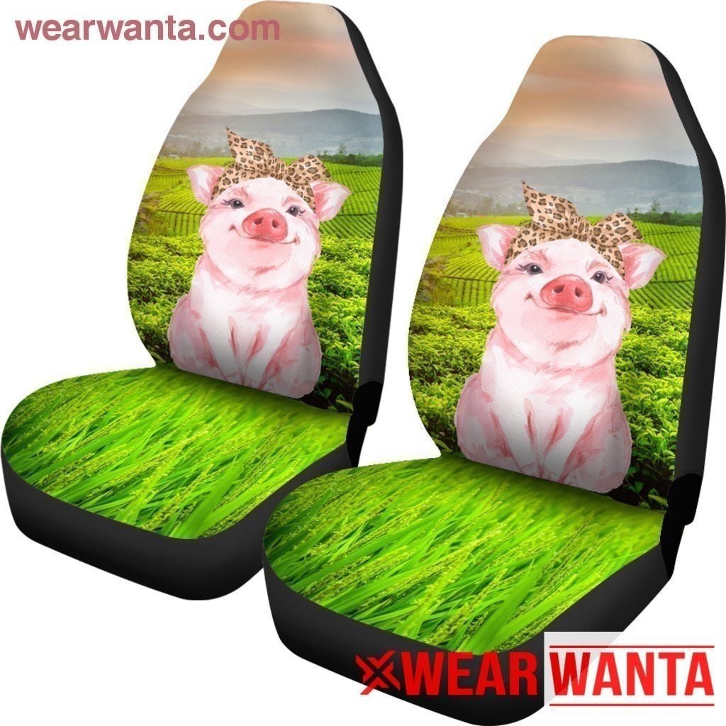 Cute Pig With Red Polka Dot Headbands Car Seat Covers LT03-Gear Wanta