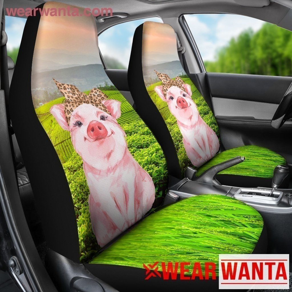 Cute Pig With Red Polka Dot Headbands Car Seat Covers LT03-Gear Wanta