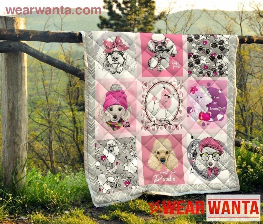 Cute Poodle Dog Lover Quilt Blanket Gift-Gear Wanta