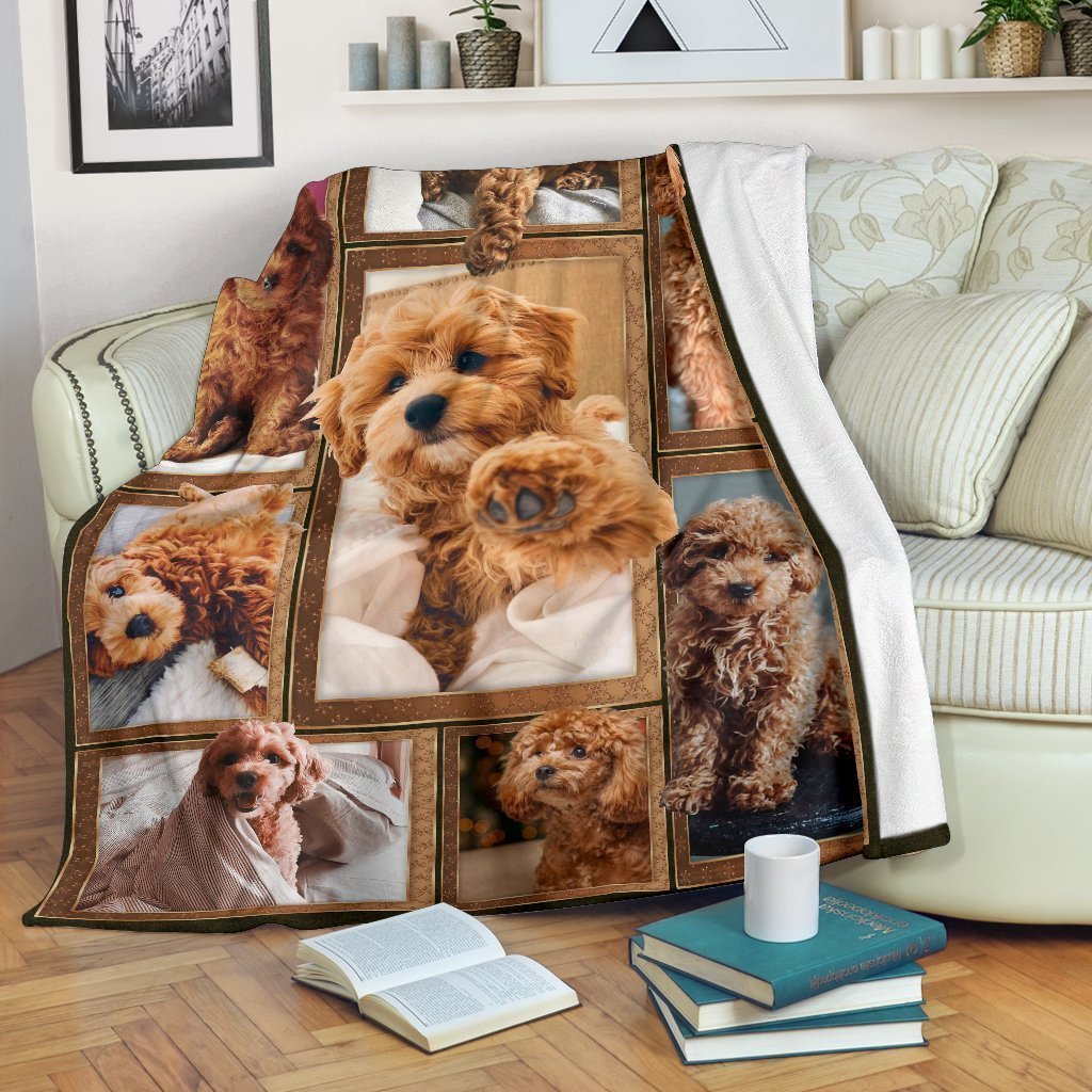 Cute Poodle Fleece Blanket Dog Frame Style-Gear Wanta