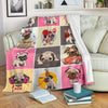 Cute Pug Faces Fleece Blanket For Pug Dog Lover-Gear Wanta