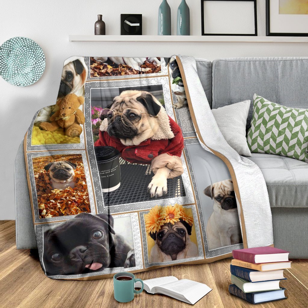 Cute Pug Fleece Blanket Dog Frame Style-Gear Wanta
