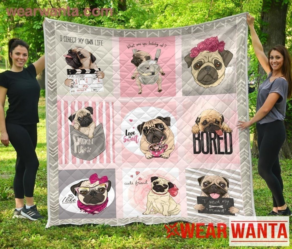 Cute Pug Lover Quilt Blanket Gift-Gear Wanta