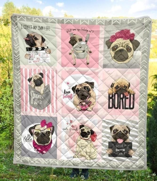 Cute Pug Lover Quilt Blanket Gift-Gear Wanta