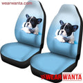 Cute Puppy French Bulldog Car Seat Covers Custom Blue Car Decoration-Gear Wanta