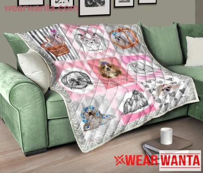 Cute Shih Tzu Dog Lover Quilt Blanket Gift-Gear Wanta