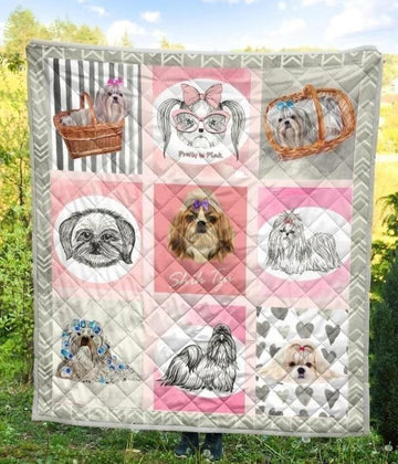 Cute Shih Tzu Dog Lover Quilt Blanket Gift-Gear Wanta