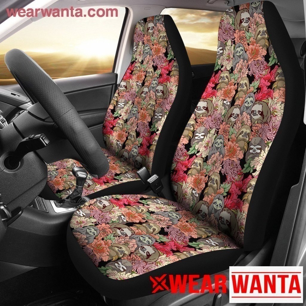 Cute Sloths With Flowers Sloth Car Seat Covers LT04-Gear Wanta
