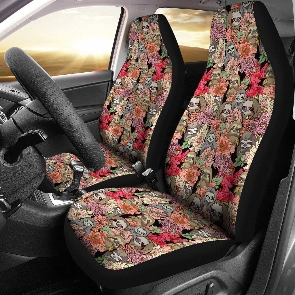 Cute Sloths With Flowers Sloth Car Seat Covers LT04-Gear Wanta