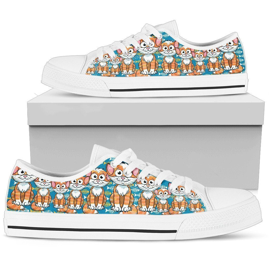 Cute Yellow Cat Sneakers Low Top Shoes For Cat Lover-Gear Wanta