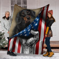 Dachshund Fleece Blanket American Flag-Gear Wanta