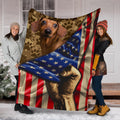 Dachshund Fleece Blanket Mixed American Flag-Gear Wanta